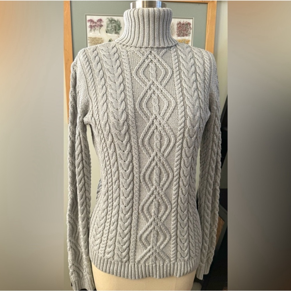 Ralph Lauren Grey/Silver Cabled Turtleneck Sweater
